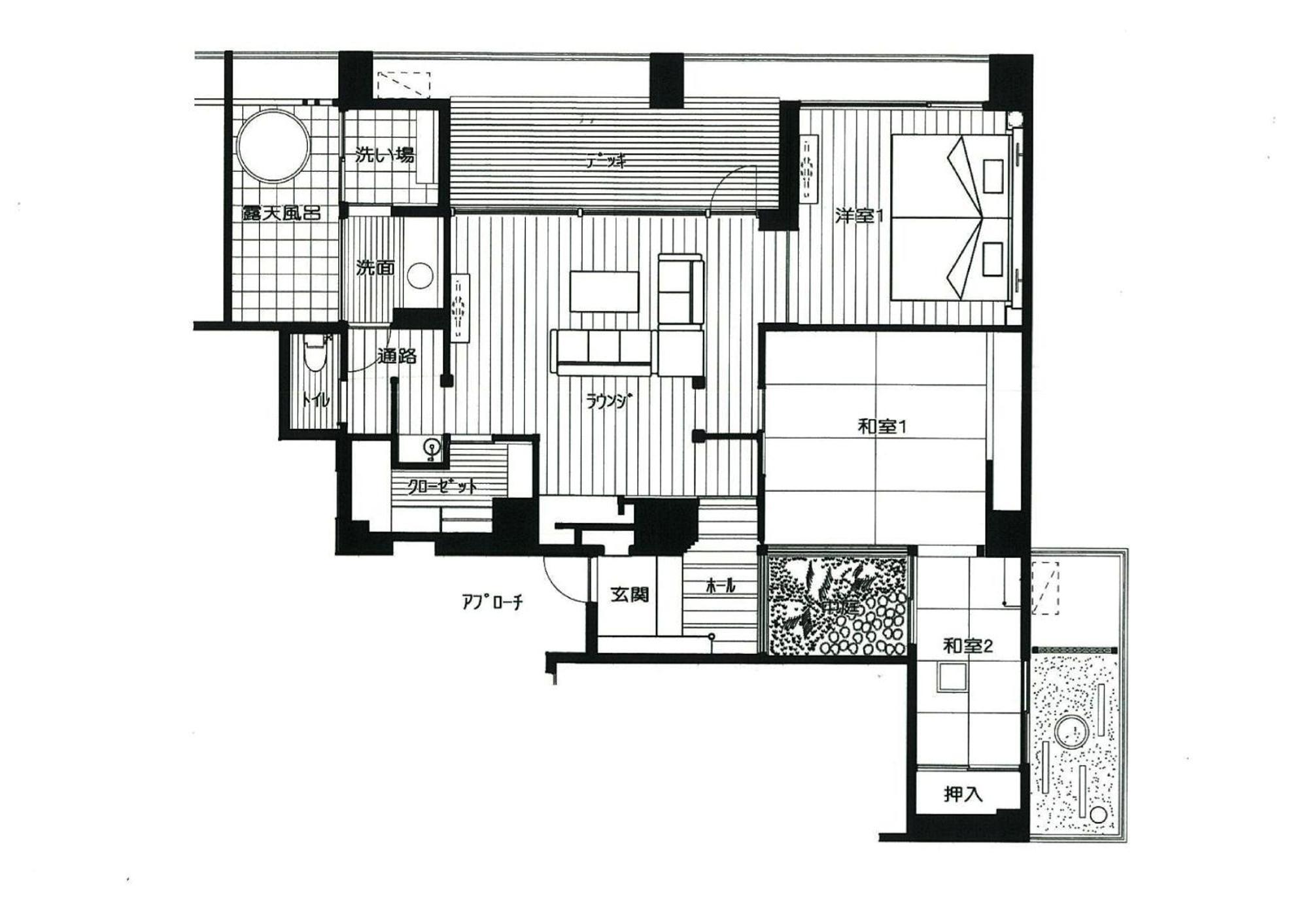 Amane Resort Seikai Beppu Kamer foto A floor plan of a Japanese apartment